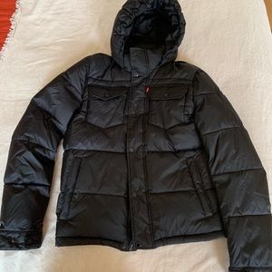 Levi’s Men’s Black Puffer Jacket with Hood